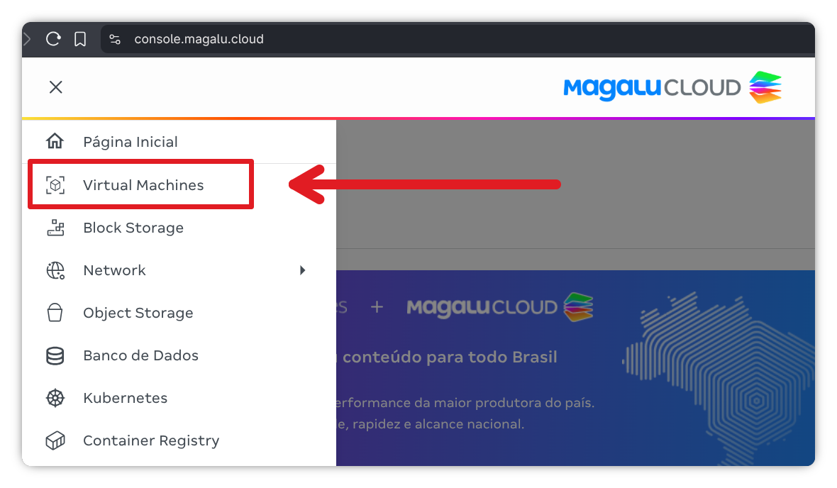 Abrindo Virtual Machines no console